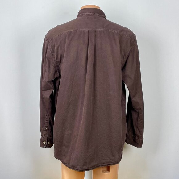Carhartt Canvas Twill Work Shirt Sz XL Chocolate Brown Embroidered Duke Energy - Picture 4 of 6